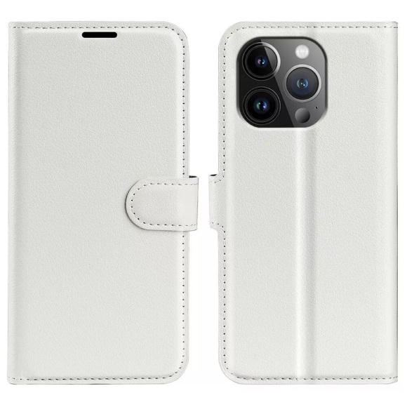 Iphone 15 Pro - Leder Etui Hülle Unisex Weiss