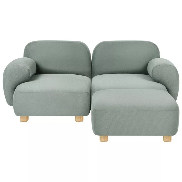 Beliani - 2-Sitzer Sofa mit Ottomane aus Stoff Modern AMLI, One Size, Grün Bedruckt