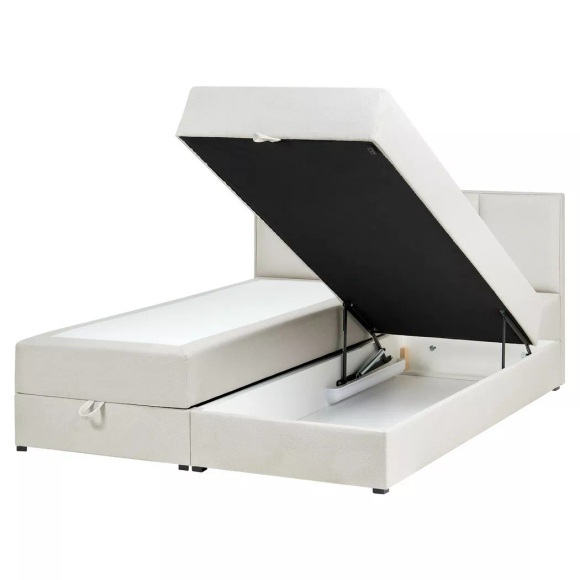 Beliani - Boxspringbett mit Stauraum aus Stoff Modern BARONET, 160X200CM, Schneeweiss