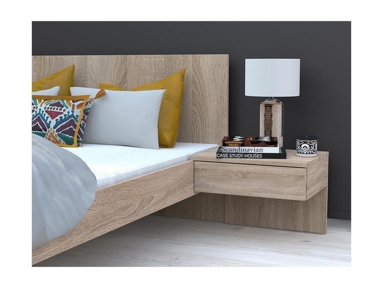 Bett MARVELLOUS mit integrierten Nachttischen Eiche Bett MARVELLOUS mit integrierten Nachttischen Eiche