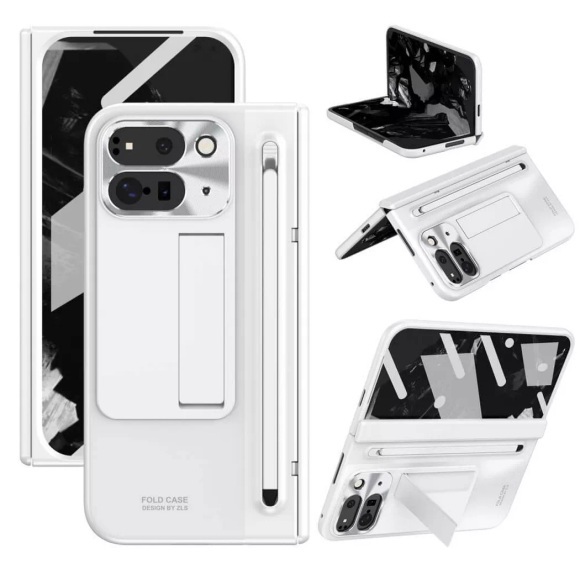 Cover-Discount - Google Pixel 10 Pro Fold 360-grad Schutzhülle mit Kickstand, Weiss