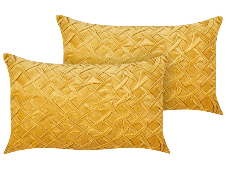 Kissen 2er Set Aus Samtstoff Modern Choisya Unisex Gelb Bedruckt S/M