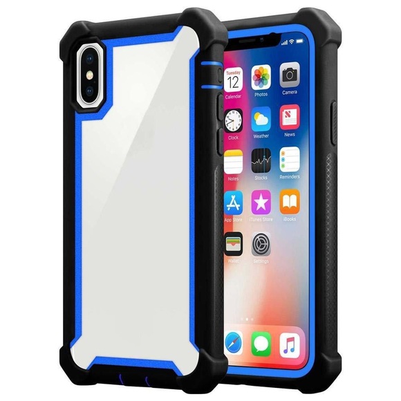 Hülle für Apple iPhone XS MAX 2-in-1 TPU Silikon-Rand Glas-Rücken