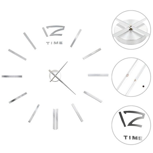 3D-Wanduhr Modernes Design 100 cm XXL Silbern