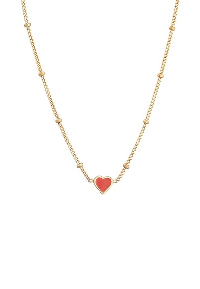 Halskette Kids Herz Emaille Kugelkette Damen Gold 40cm