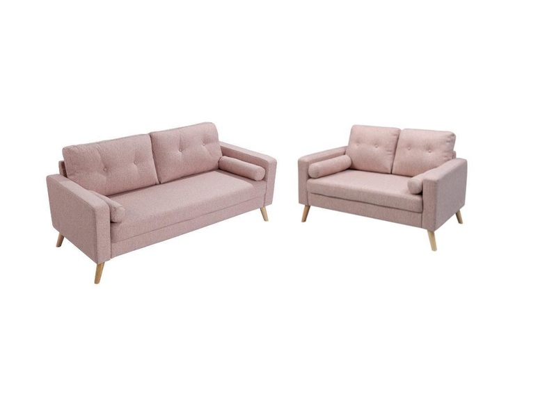 Couchgarnitur 3+2 TATUM Stoff mit WolleOptik Rosa Couchgarnitur 3+2 TATUM Stoff mit WolleOptik Rosa