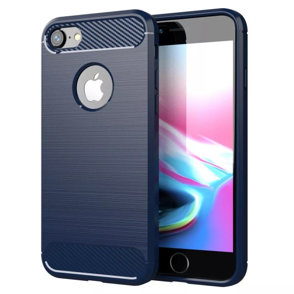 Hülle für Apple iPhone 7 7S 8 TPU Silikon Edelstahl-Karbonfaser Optik