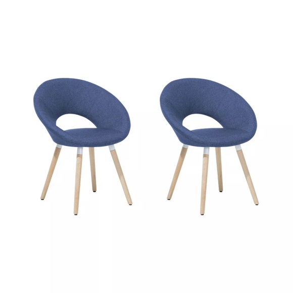 Beliani Esszimmerstuhl marineblau 2er Set ROSLYN