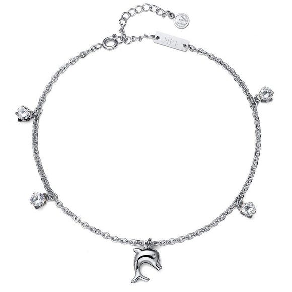 Fusskette Dolphin Damen Silber 22cm