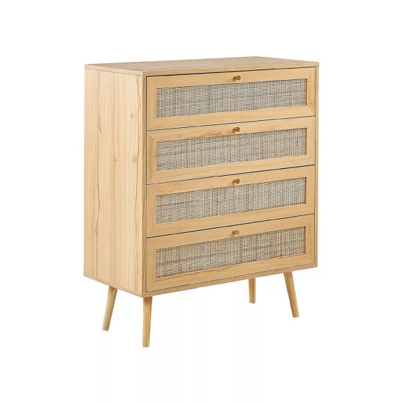 Kommode Mit 4 Schubladen Aus Rattan Modern Perote Unisex ONE SIZE