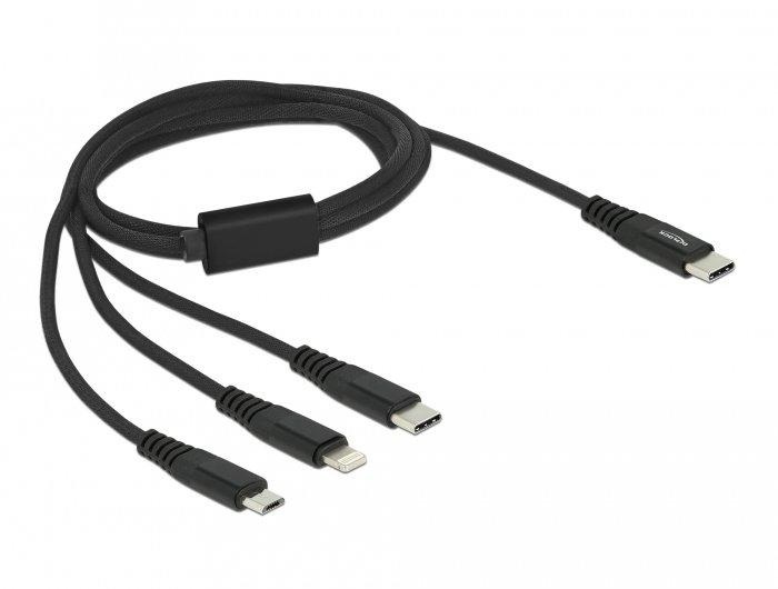 DELOCK 87149 USB Kabel 1 m USB 2.0 USB C USB C/micro-USB B/Lightning Schwarz