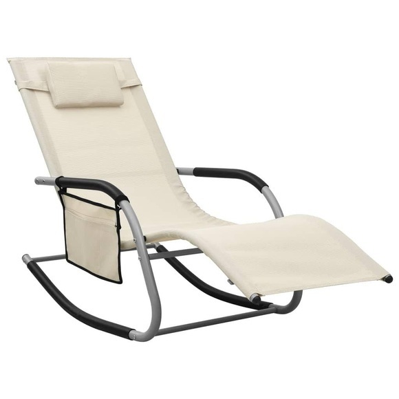 vidaXL Sonnenliege Textilene Creme und Grau