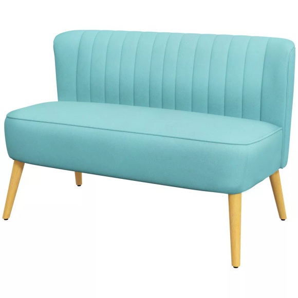 Northio - 2-Sitzer Sofa Zweisitzer, Loveseat mit Leinenoptik, Doppelsofa Holzbeine, bis 150 kg Belastbar, Grün, 117 x 56,5 77 cm, One Size