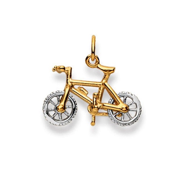 Anhänger Mountain Bike Bicolor Gelb-/weissgold 750, 20x21mm Damen Multicolor ONE SIZE