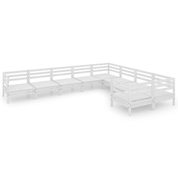 vidaXL 9-tlg. Garten-Lounge-Set Weiß Massivholz Kiefer