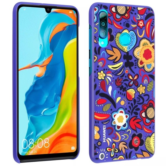 Huawei P30 Lite Hardcase Hülle PU Case Floral Blau (51993074)