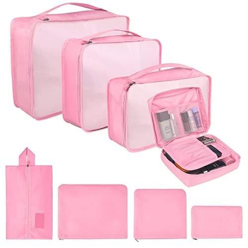 Packung Mit 8 Packwürfeln, Koffer-organisationswürfel, Mit Schuhbeutel, Wäschesack, Reiseorganisator, Kleidersack, Für Rucksack, Hellrosa Unisex Multicolor ONE SIZE