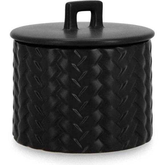 Kerze Twine mit Deckel schwarz rund 15