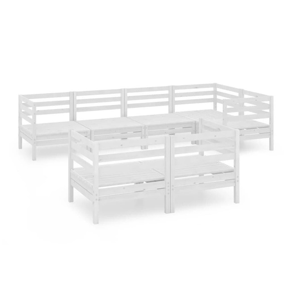 vidaXL 7-tlg. Garten-Lounge-Set Massivholz Kiefer Weiß