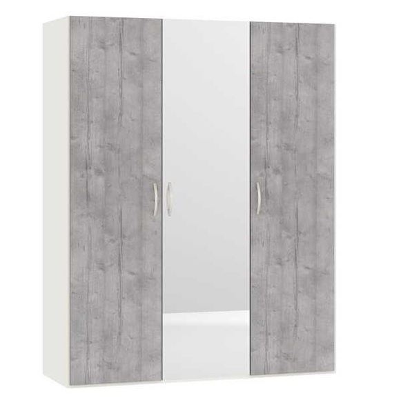 Drehtürenschrank Betonoptik Spiegel Cremeweiss 152.2 x 195 Drehtürenschrank Betonoptik Spiegel Cremeweiss 152.2 x 195