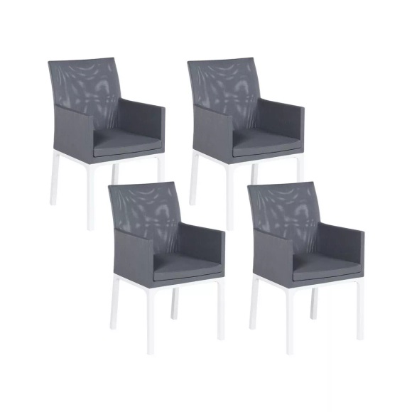 Beliani Gartenstuhl Aluminium grau 4er Set BACOLI