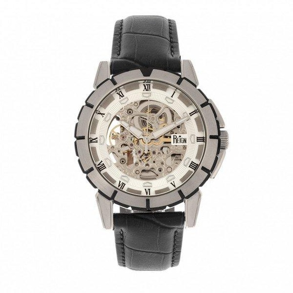 Reign - Automatik-Lederarmbanduhr Philippe - Schwarz und Weiss