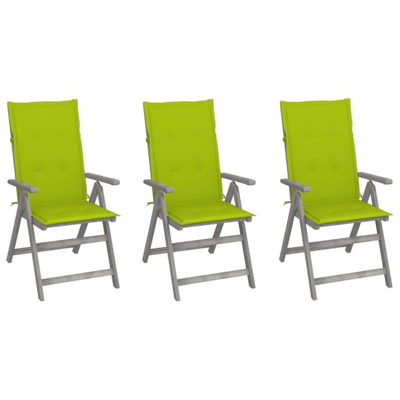 vidaXL Verstellbare Gartenstühle 3 Stk. mit Auflagen Massivholz Akazie