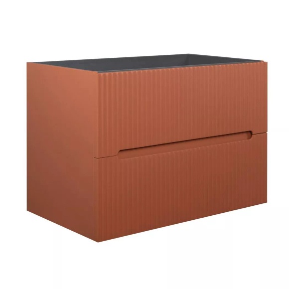 Waschbeckenunterschrank hängend - gerilltes Terrakotta - 80 cm - PAVANI Waschbeckenunterschrank hängend - gerilltes Terrakotta - 80 cm - PAVANI
