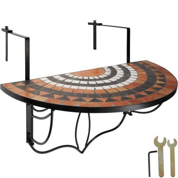 Balkontisch zum Einhängen mit Mosaikmuster klappbar 75x65x62cm Balkontisch zum Einhängen mit Mosaikmuster klappbar 75x65x62cm