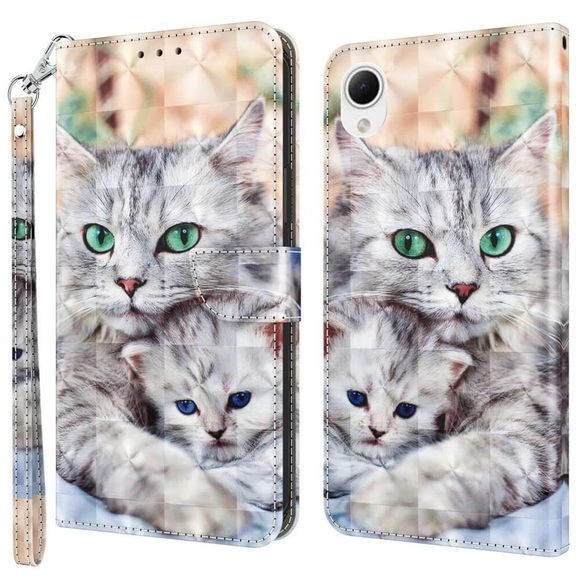 Galaxy A23e - Etui Glitzer Effekt Katzen
