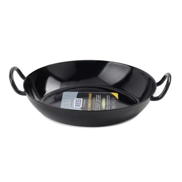 Riess Pfanne , 0600-22 , Schwarz , Metall , 3.9 cm , glänzend , hitzebeständige Griffe, backofengeeignet, kratzfest, rostfrei,hitzebeständige Griffe, backofengeeignet, kratzfest, rostfrei , 0038781105