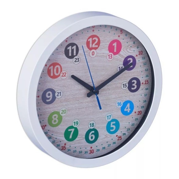 B2X - Weiße Wanduhr für Kinder, 30cm