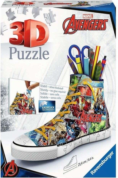 Ravensburger 3D Puzzle 12113 - Sneaker Avengers -- praktischer Stiftehalter im Marvel Avengers Design ab 8 Jahren