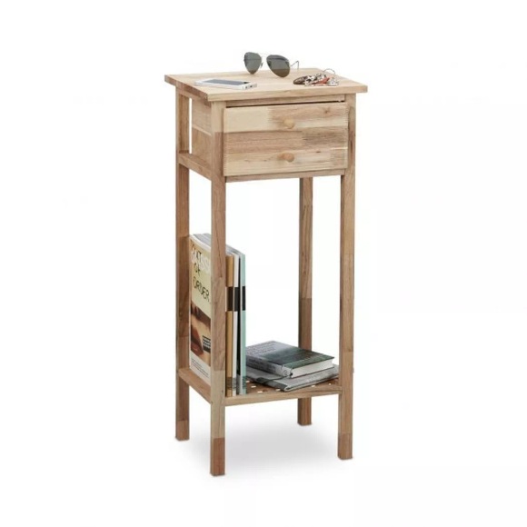 B2X - Beistelltisch Walnuss mit Schublade, 35X80CM