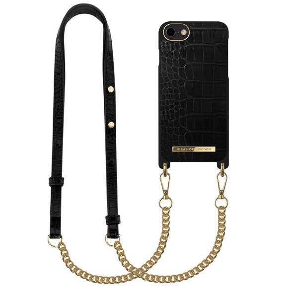 iDeal of Sweden - iPhone SE (2020) / 8 / 7 / 6S Necklace Case Hardcase Hülle + Handykette (IDNCSS20-I7-207) - Jet Black Croco