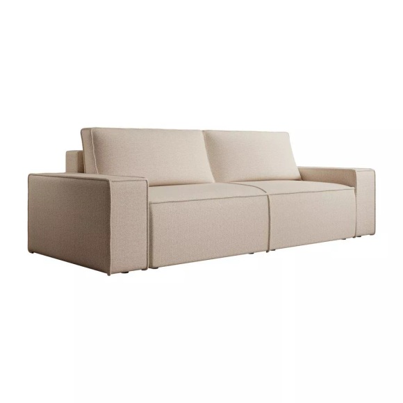 Sofa 4-Sitzer - Mit Schlaffunktion - Strukturstoff - Beige - AMELIA Sofa 4-Sitzer - Mit Schlaffunktion - Strukturstoff - Beige - AMELIA