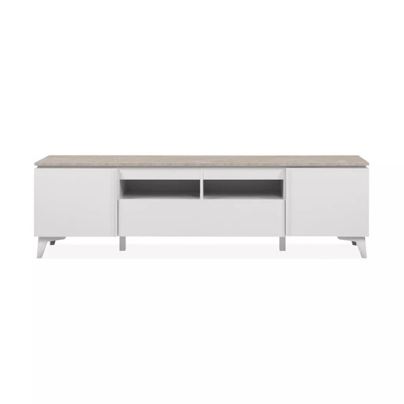 Calicosy - TV-Möbel 2 Türen 1 Schublade L177 cm BERTRIX, One Size, Weiss