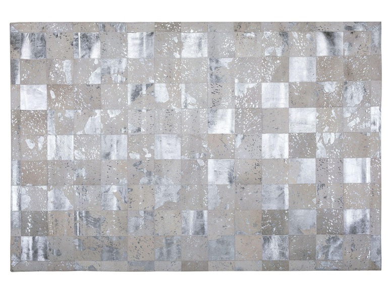 Beliani Teppich Leder beige/silbern 160 x 230 cm YAZIR