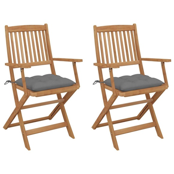 vidaXL Klappbare Gartenstühle 2 Stk. mit Kissen Massivholz Akazie
