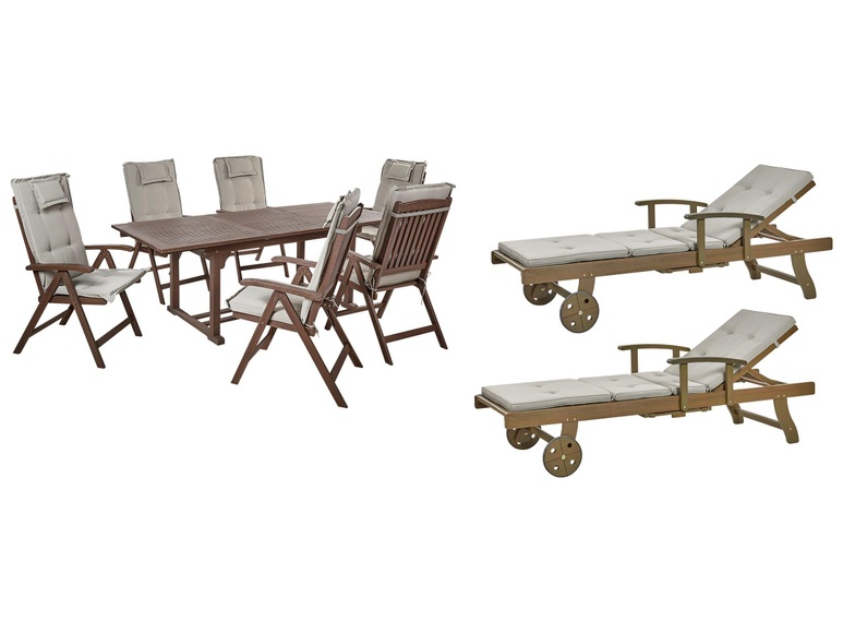 Gartentisch Set aus Akazienholz Rustikal AMANTEA Gartentisch Set aus Akazienholz Rustikal AMANTEA