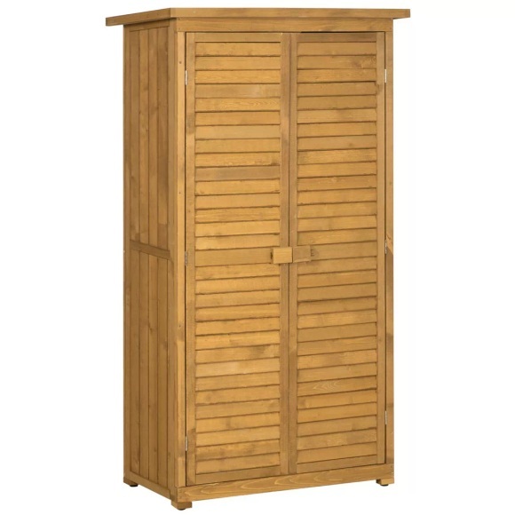Northio - Gartenschrank Holz Geräteschuppen Geräteschrank Werkzeugschrank Gartenhaus Holzhütte Pultdach Lamellentüren Tannenholz 87 X 46,5 X 160 Cm, 159CM