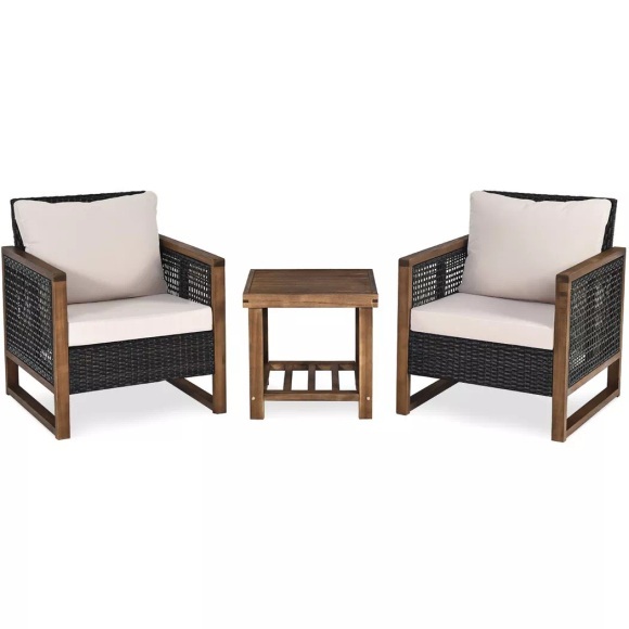 Northio - 3er Set Rattan Gartenmöbel Polyrattan Lounge Set mit Waschbaren Sitzkissen Outdoor Sitzgarnitur, 70x70cm