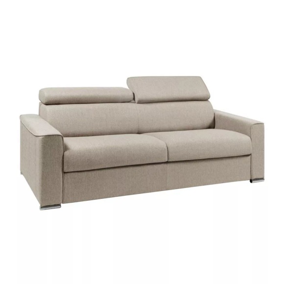 LINEA SOFA - Schlafsofa 4-Sitzer - Liegefläche mit Lattenrost: 160 cm - Matratze: 18 cm mit Memory Schaum - Stoff - Beige - VIZIR, One Size