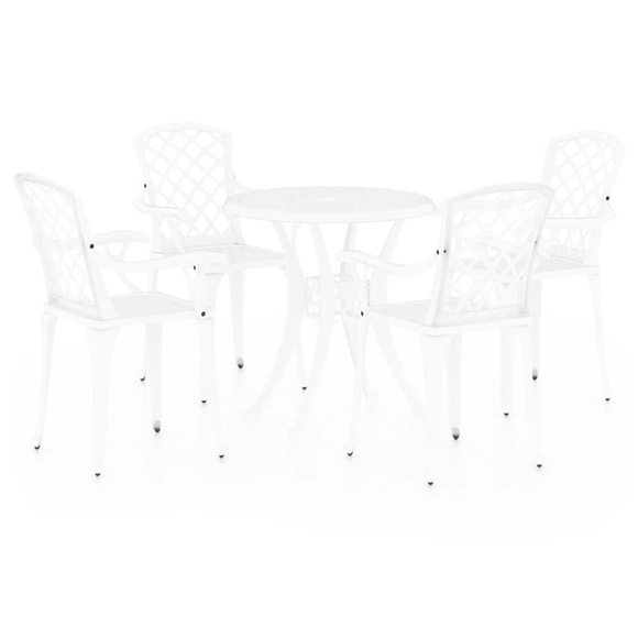 vidaXL 5-tlg. Bistro-Set Aluminiumguss Weiß
