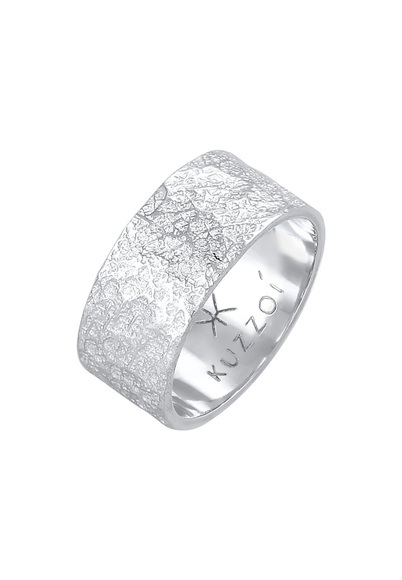 Ring Bandring Organic Struktur 925 Silber Unisex Taubengrau 64mm