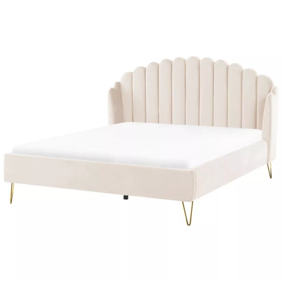 Bett mit Lattenrost aus Samtstoff Retro AMBILLOU Bett mit Lattenrost aus Samtstoff Retro AMBILLOU