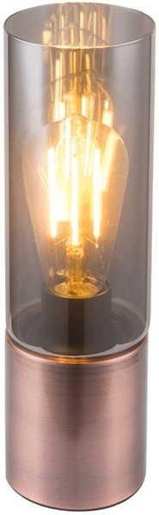 GLOBO ANNIKA Tischleuchte Kupfer antik, Glas rauch, Textilkabel braun 1,5 m, Touch ein
