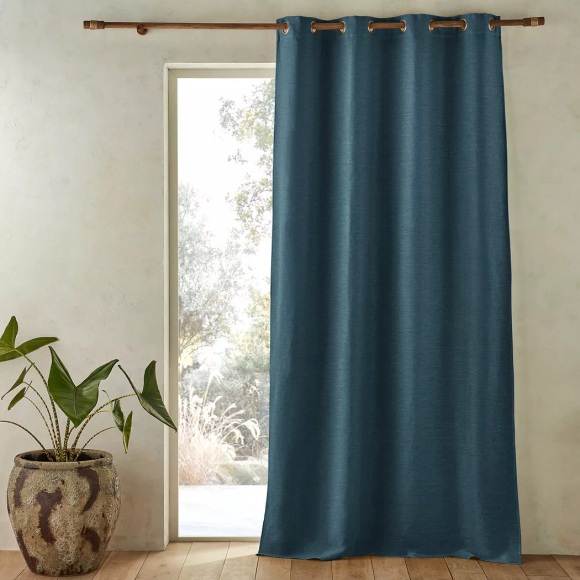 Blickdichter Vorhang Colin Aus Leinen Unisex Blau 140x350CM