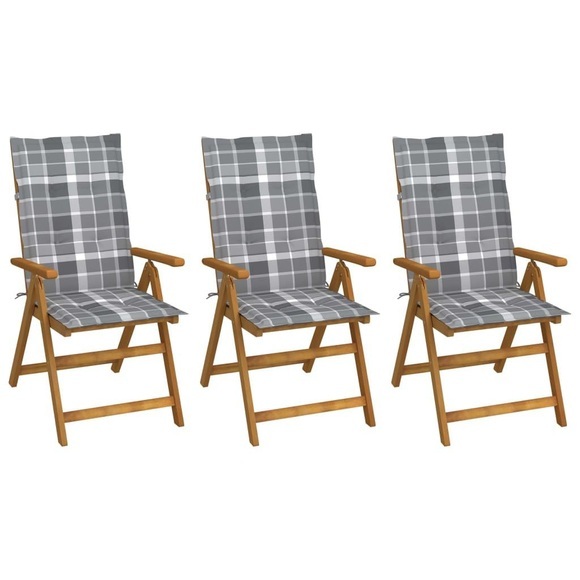 vidaXL Klappbare Gartenstühle 3 Stk. mit Auflagen Massivholz Akazie