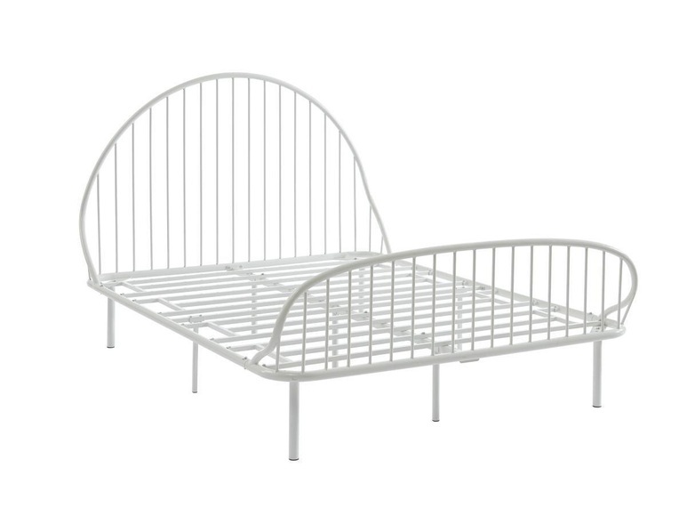 Bett - 140 X 190 Cm - Metall - Weiß - Iselia Unisex Weiss 140X190CM